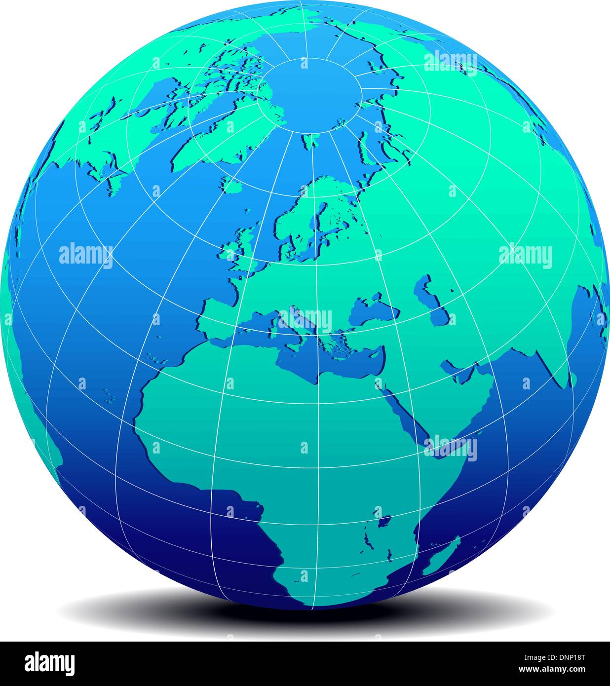 L'icône de carte vectorielle du monde en forme de globe - Europe - Moyen-Orient Illustration de Vecteur