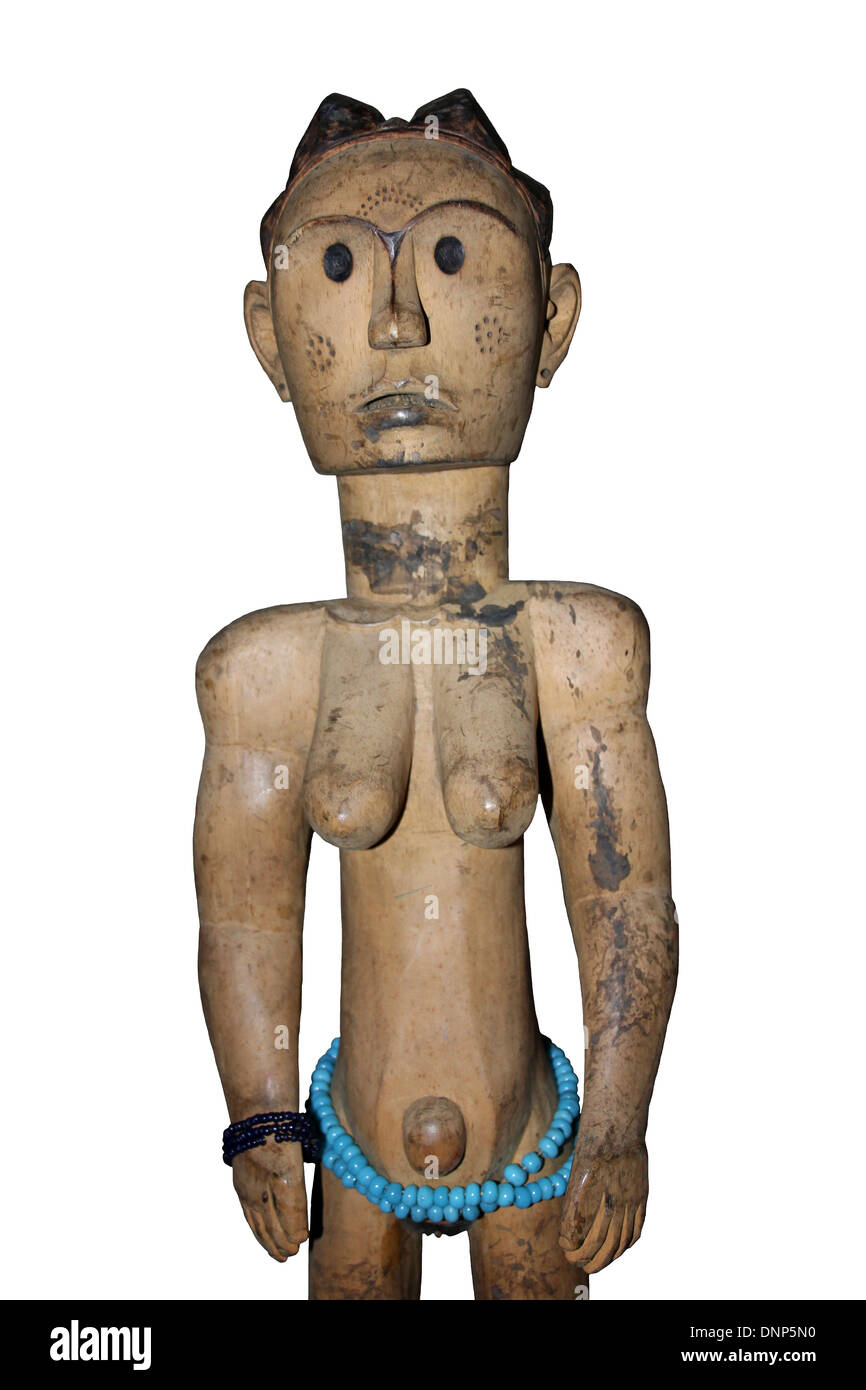 Gardien reliquaire Figure - Beiri , culte ancestral Fang, Bata, Gabon Banque D'Images
