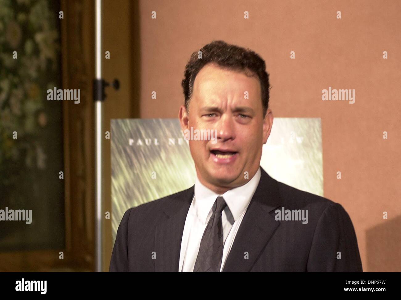 Hollywood star Tom Hanks arrive pour la présentation de son nouveau film 'Road to Perdition' à Berlin. Banque D'Images