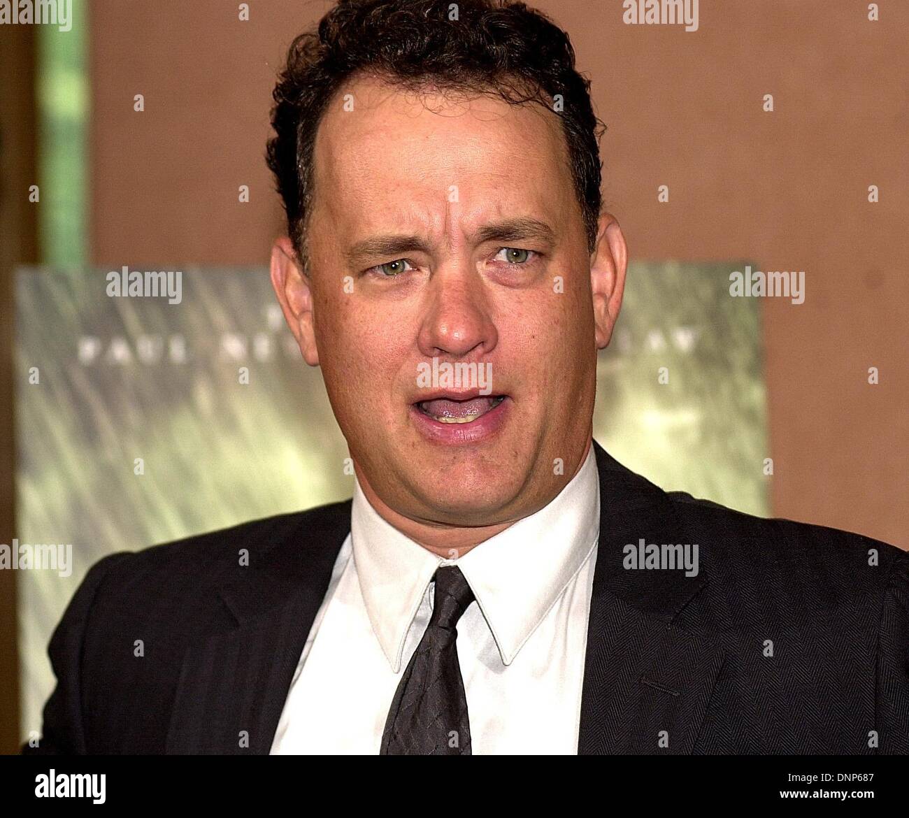 Hollywood star Tom Hanks arrive pour la présentation de son nouveau film 'Road to Perdition' à Berlin. Banque D'Images