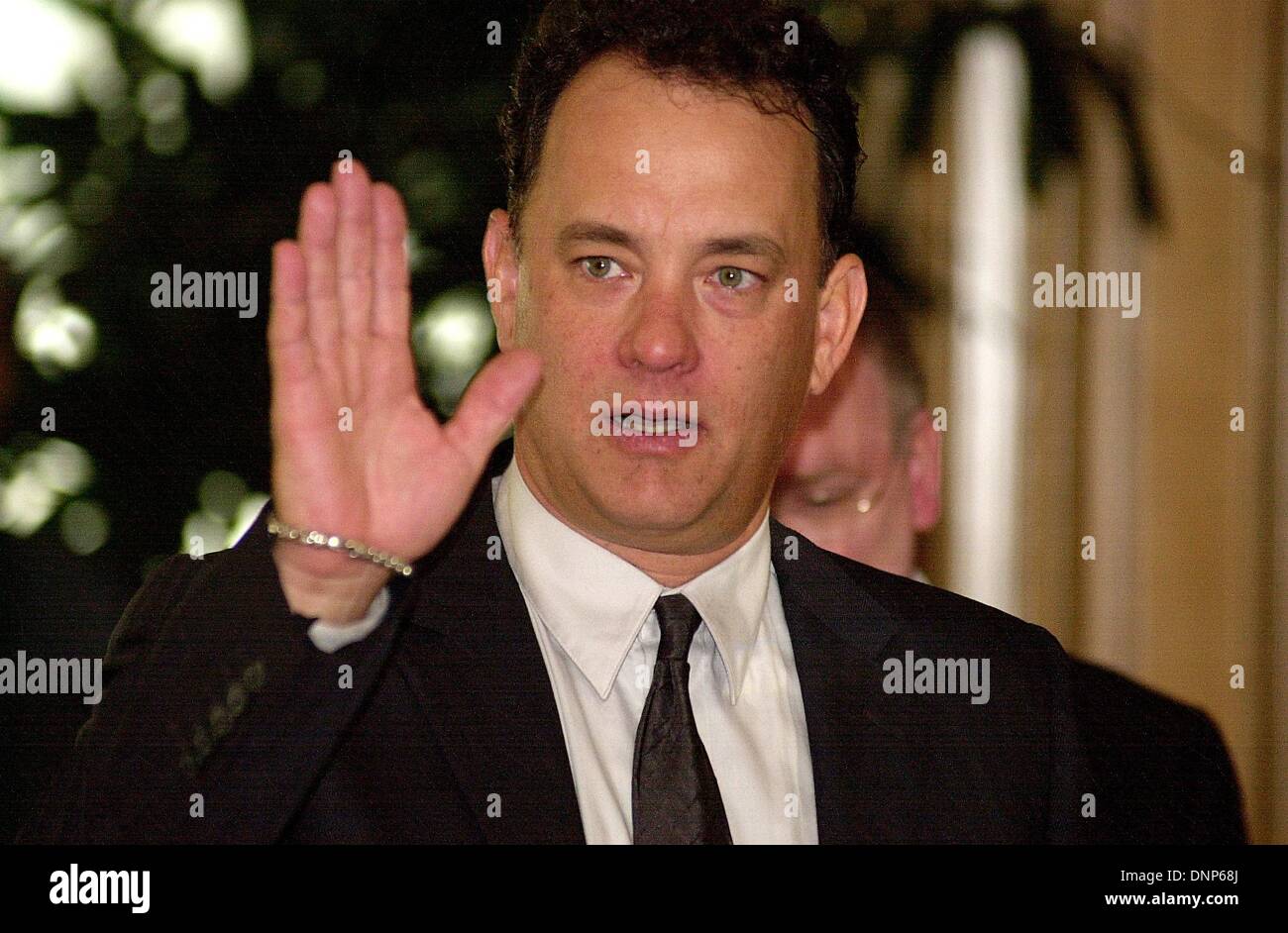 Hollywood star Tom Hanks arrive pour la présentation de son nouveau film 'Road to Perdition' à Berlin. Banque D'Images