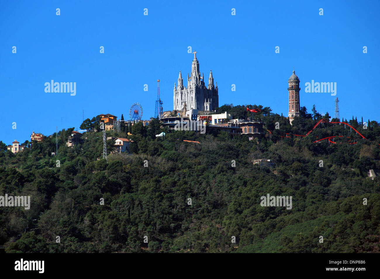 Église Sagrat Cor sur la montagne Tibidabo, à Barcelone, Espagne Banque D'Images