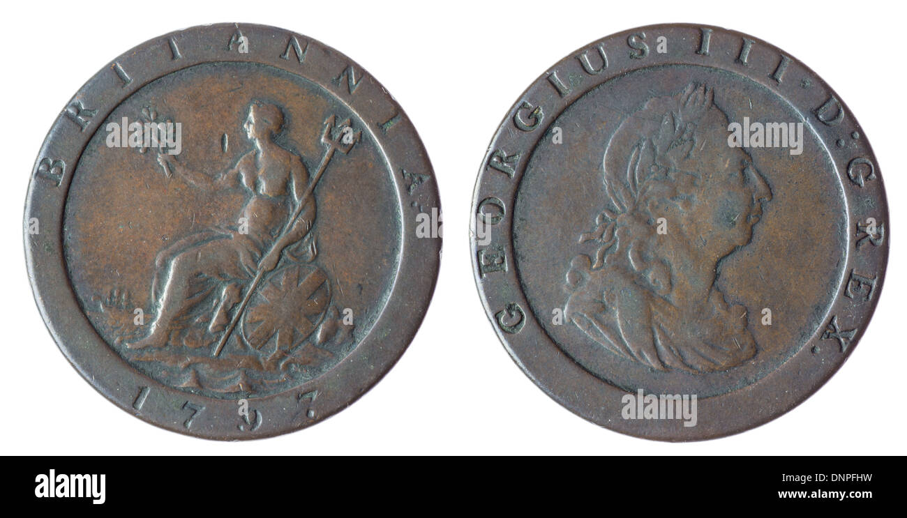 George III penny 1797 britannique Banque D'Images