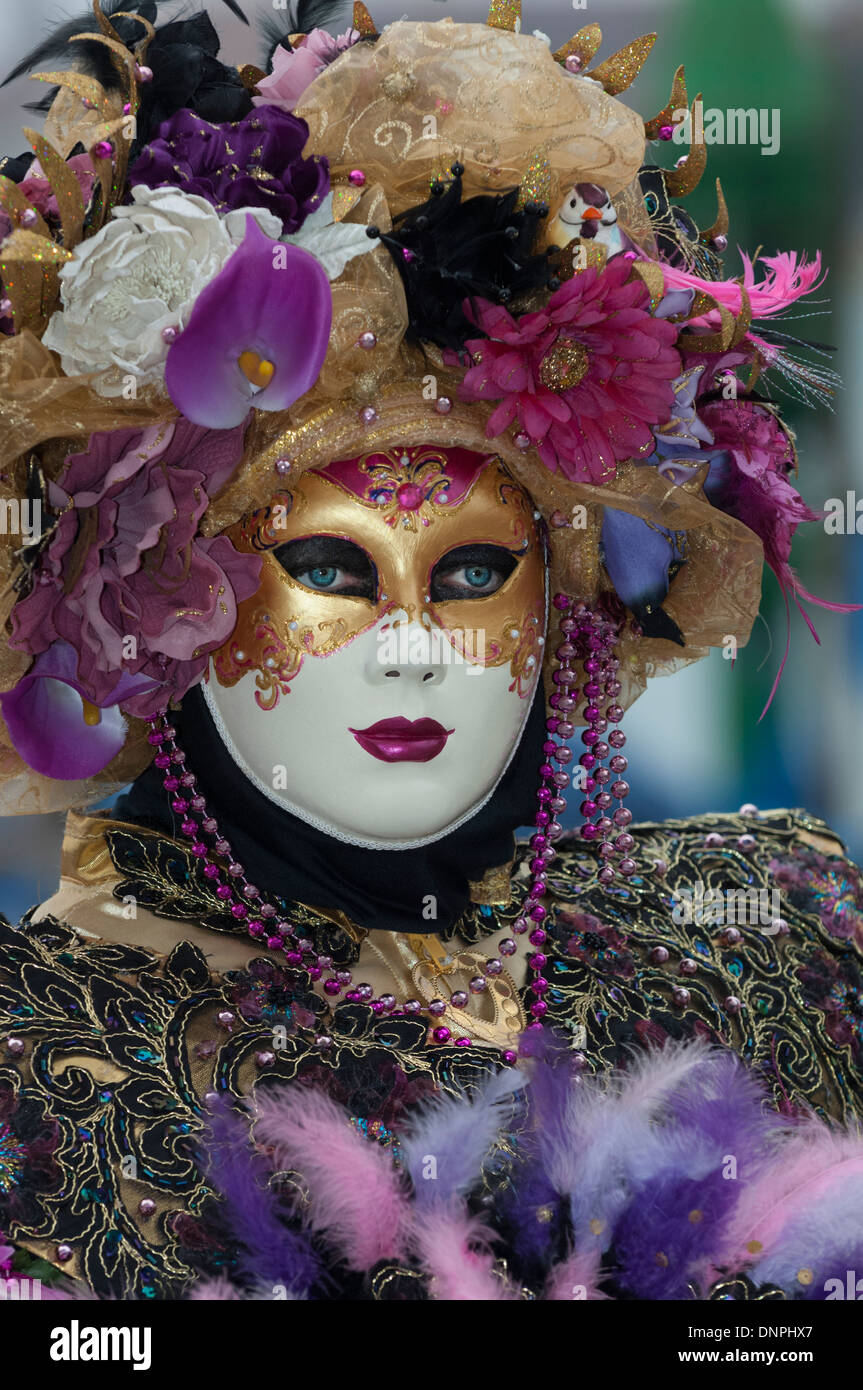 Carnaval costumé participant, San Marco, Venise, Italie Banque D'Images