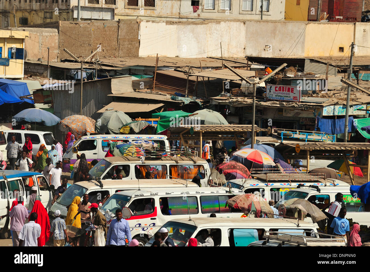 La place du marché au centre-ville de Rimbaud de la ville de Djibouti, Djibouti, Corne de l'Afrique Banque D'Images