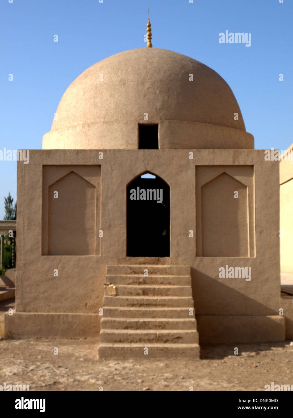 L'Emin Minaret, ou ta d'Imin, près de la mosquée de ouïghour Turpan (Turfan), Xinjiang, Chine. C'est le plus haut minaret en Chine, bu Banque D'Images
