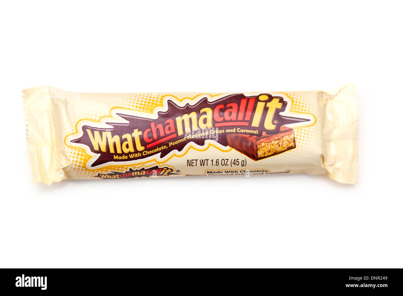 Candy bar Whatchamacallit isolated on a white background studio. Banque D'Images