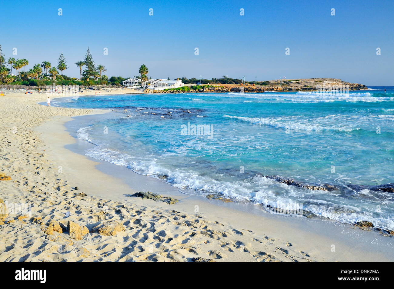 La plage de Nissi, à Ayia Napa, Chypre. Banque D'Images