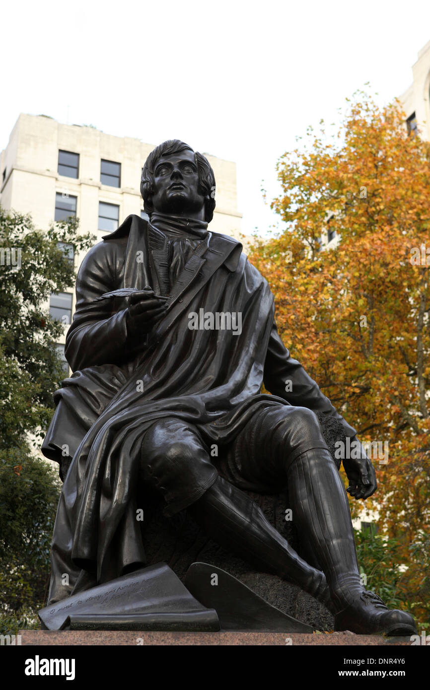 Robert Burns memorial de l'Embankment Gardens à Londres, en Angleterre. Banque D'Images