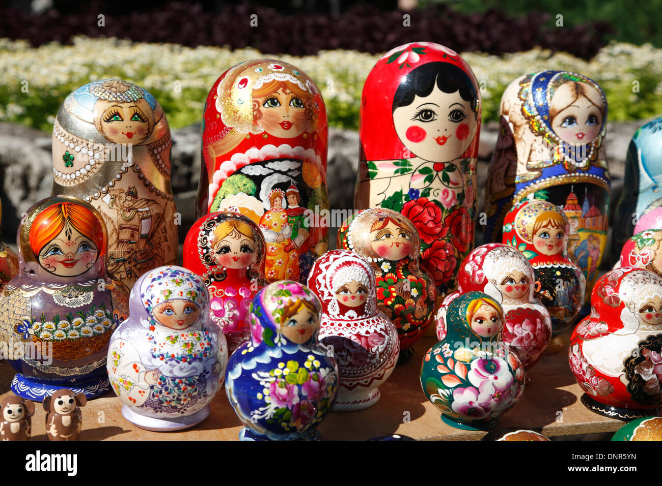 Souvenirs, Matroschka Puppen, poupées russes d'emboîtement, Riga, Lettonie, en Europe Banque D'Images