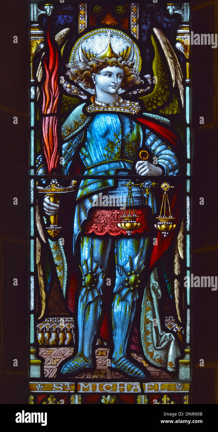 Saint Michel (détail). Église de Saint Michel. Burgh-by-Sands, Cumbria, Angleterre, Royaume-Uni, Europe. Banque D'Images