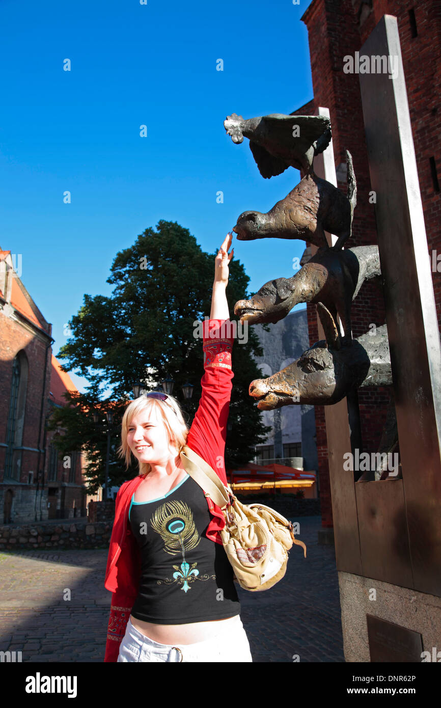 Musiciens de Brême, Riga, quartier historique du Petri Église, Riga, Lettonie Banque D'Images