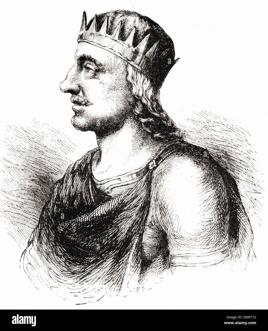 Portrait d'Egbert, roi d'Angleterre - la gravure XIX ème siècle Banque D'Images