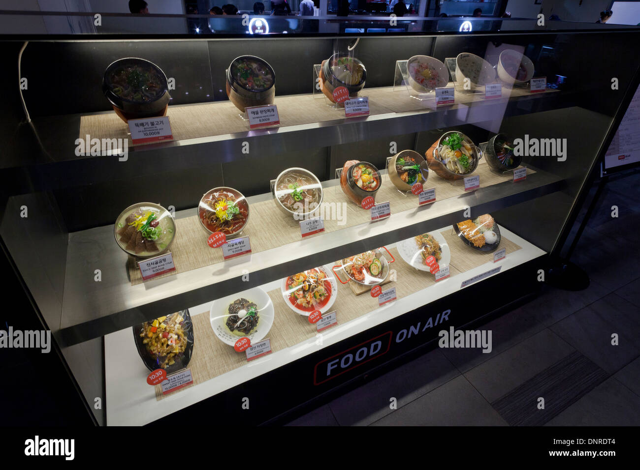 Modèle alimentaire en plastique présentoir à fast food restaurant - Séoul, Corée du Sud Banque D'Images