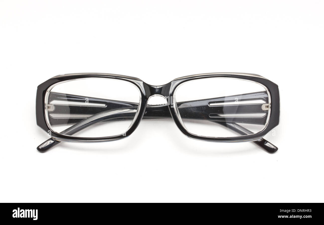 Les lunettes noir isolé sur fond blanc. Banque D'Images