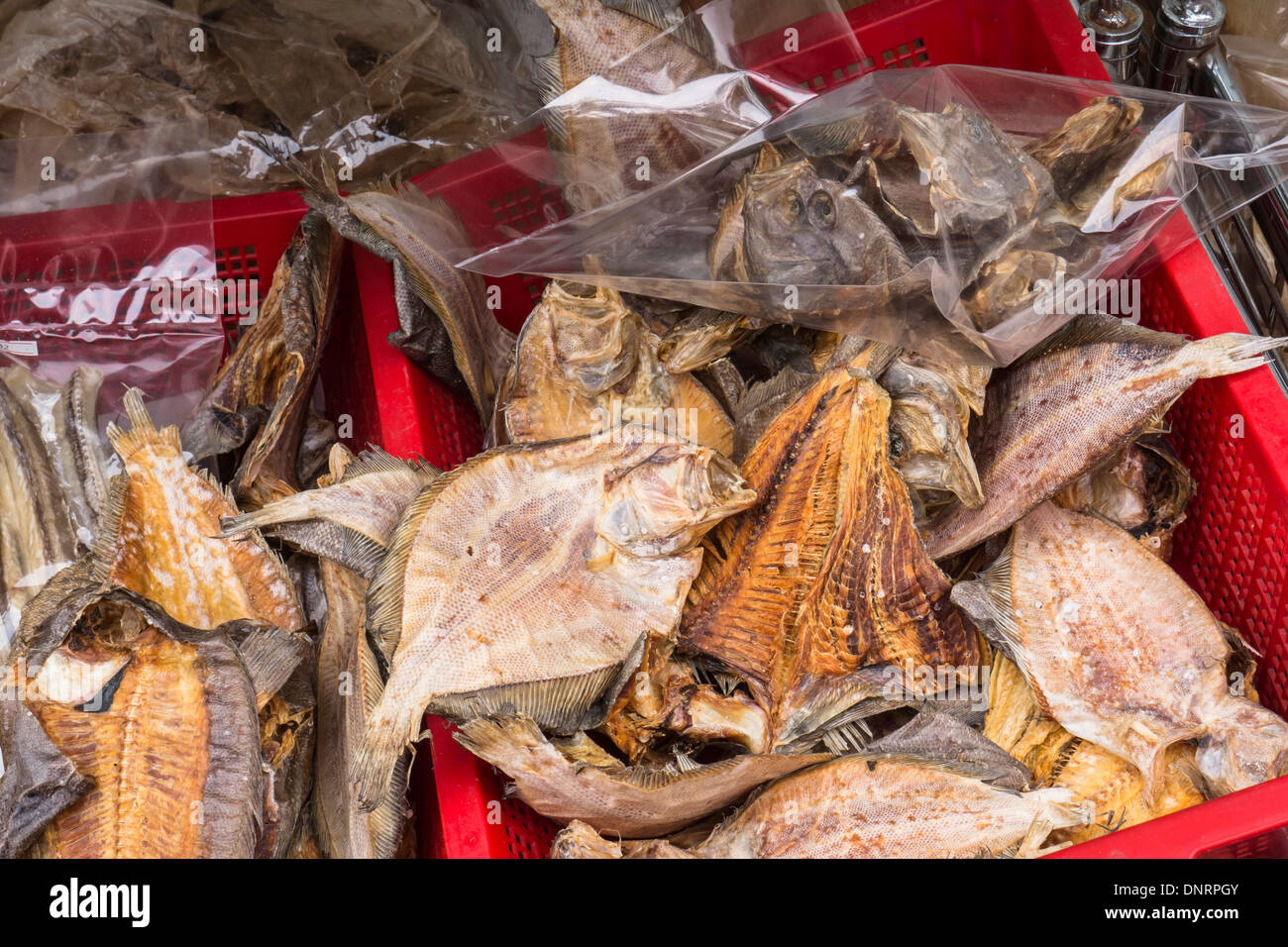 Le poisson séché, Hong Kong, Chine Banque D'Images