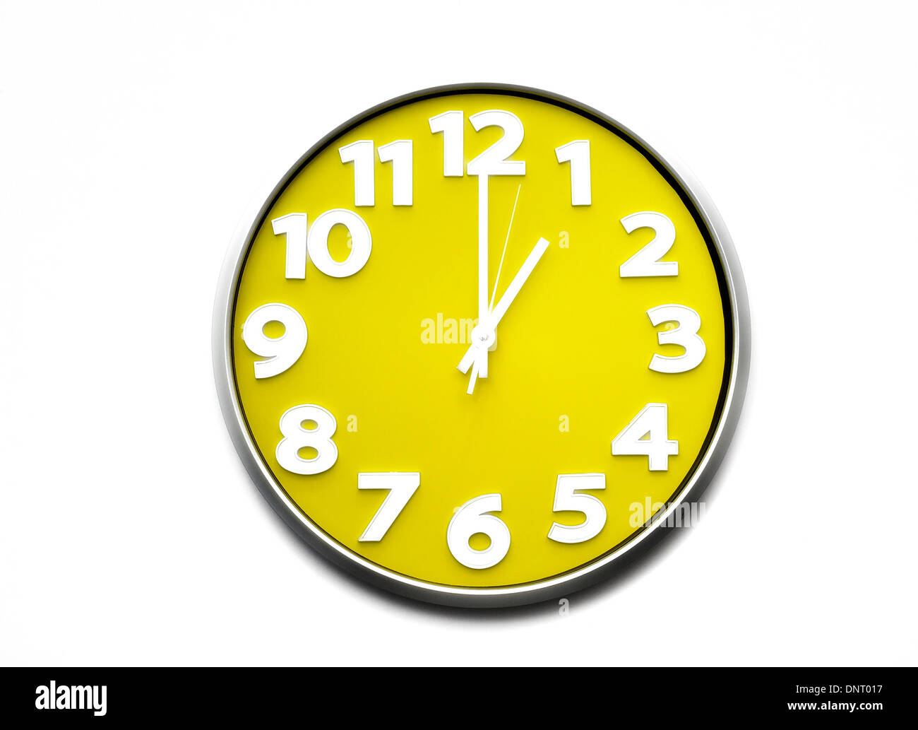 Horloge jaune 1 heures le réveil sonne l'une 1300 heures Banque D'Images