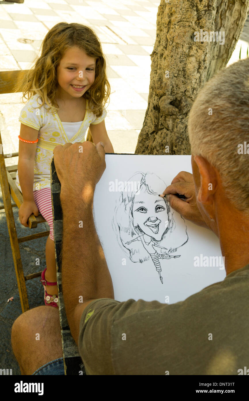 Artiste caricature Taormina Sicile Banque D'Images