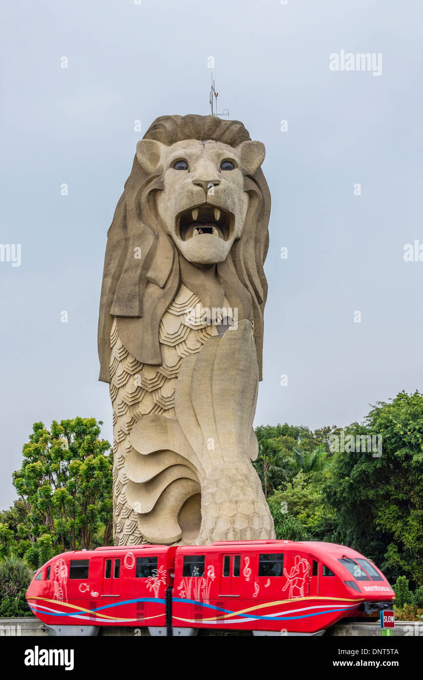 Statue du Merlion dans l'île de Sentosa, Singapour Banque D'Images