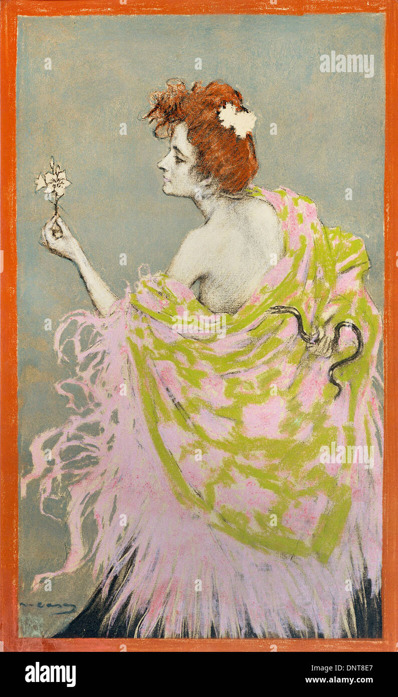 Ramon Casas i Carbo, conception originale pour l'affiche "ífilis» 1900 fusain et pastel sur papier. Banque D'Images