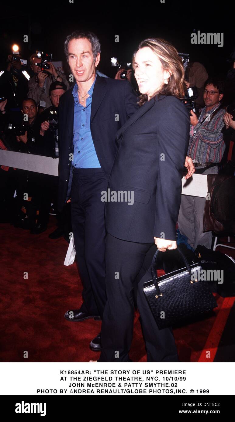 10 octobre 1999 - K16854AR : ''L'HISTOIRE D'ENTRE NOUS'' PREMIERE.AU Ziegfeld Theatre, NEW YORK. 10/10/99.JOHN McENROE & PATTY SMYTHE.02. ANDREA 1999 RENAULT/(Credit Image : © Globe Photos/ZUMAPRESS.com) Banque D'Images