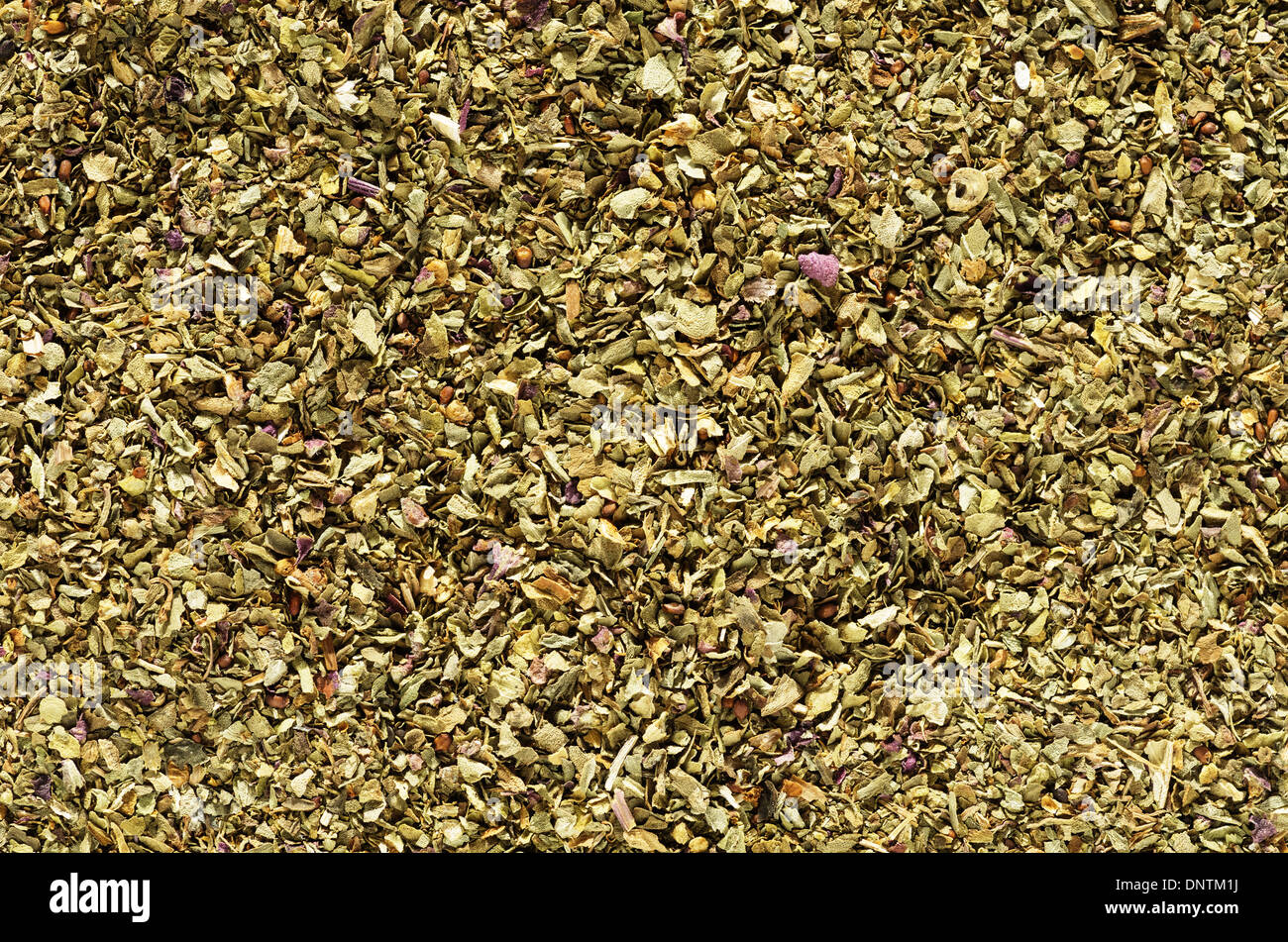 Macro fond image de basilic séché flakes herb Banque D'Images