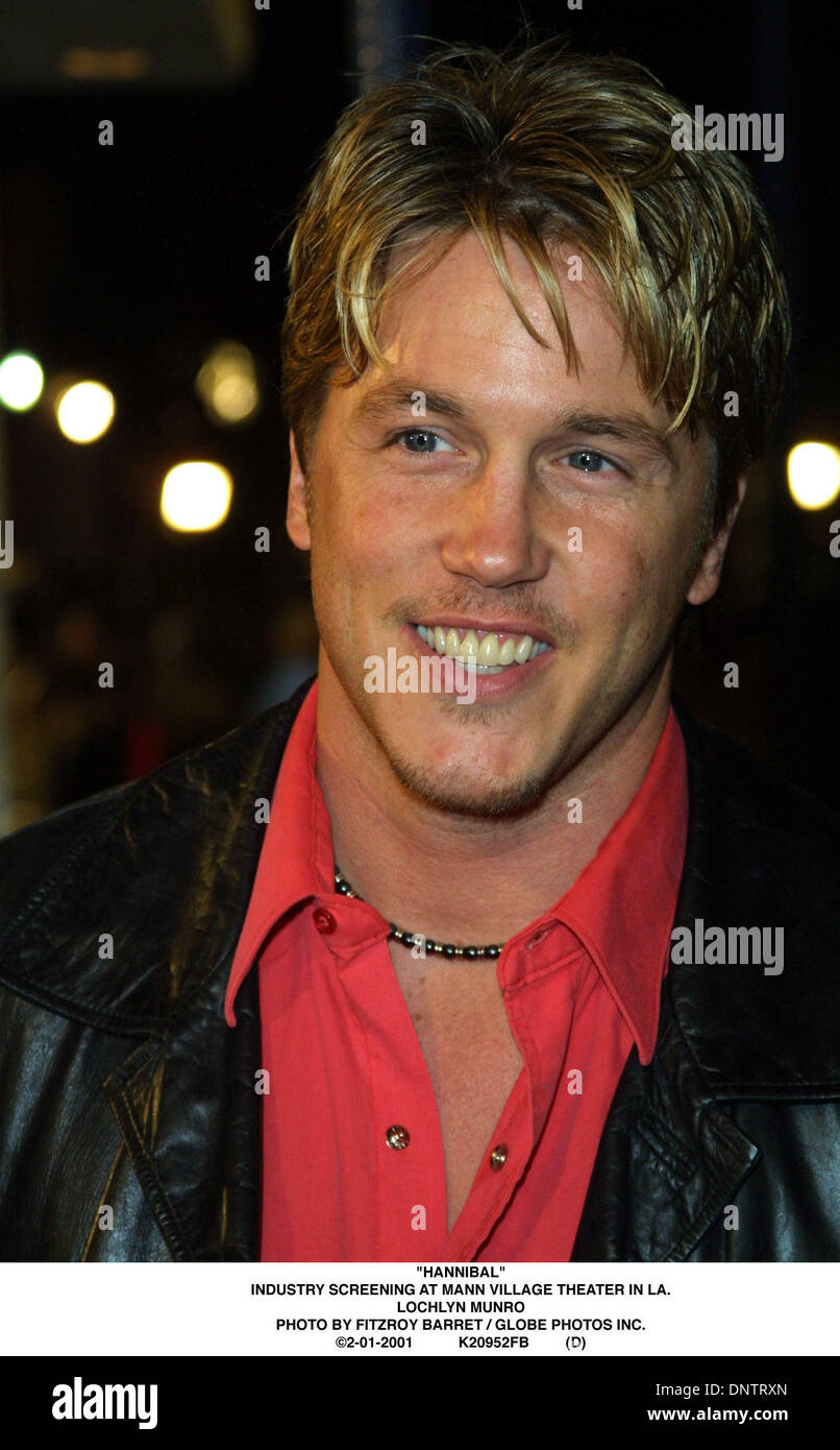 Le 1 février 2001 - ''HANNIBAL''.LE DÉPISTAGE DE L'INDUSTRIE AU MANN VILLAGE THEATRE À LA..LOCHLYN MUNRO. BARRET FITZROY / 2-01-2001 K20952FB (D)(Image Crédit : © Globe Photos/ZUMAPRESS.com) Banque D'Images
