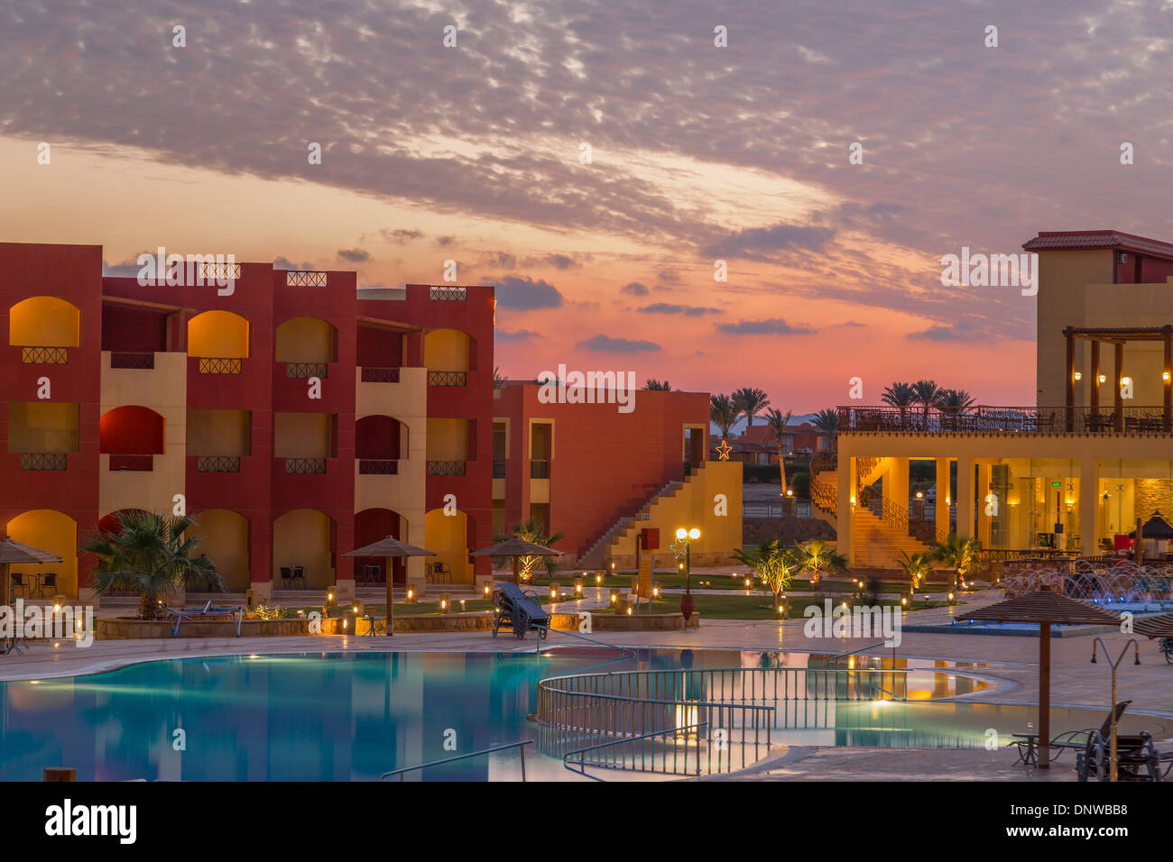 Hotel avec piscine en Egypte, Marsa Alam Banque D'Images