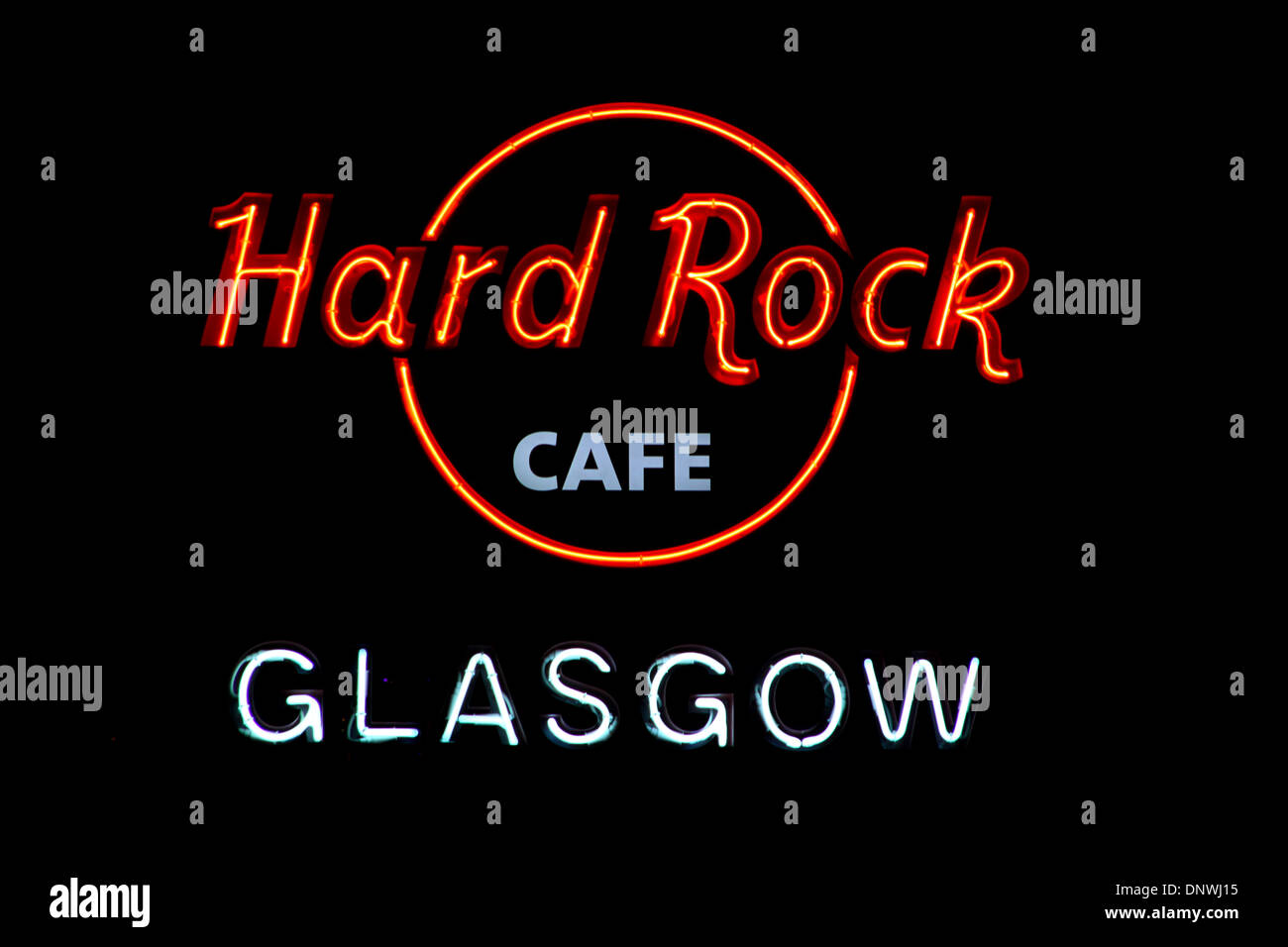 Signer de nouveaux Hard Rock Café Restaurant Buchanan Street Glasgow Banque D'Images
