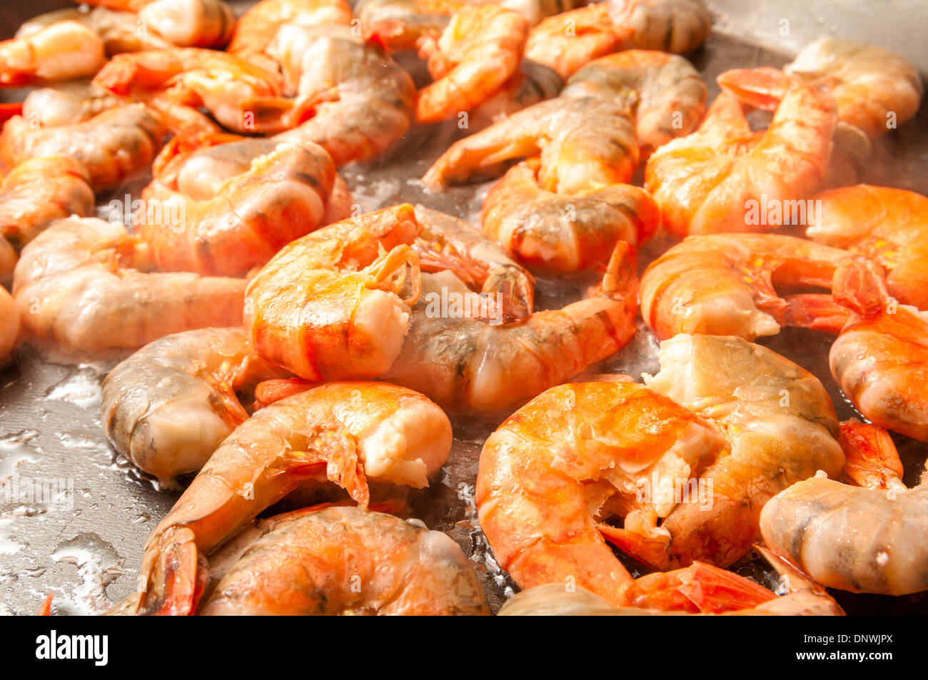 Crevettes friture close up Banque D'Images