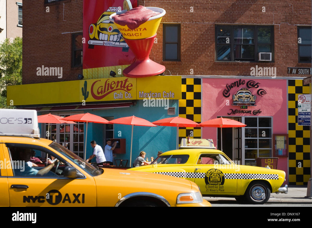 Caliente Cab Restaurant à Greenwich Village. 61 7e Avenue. (À partir de 12:00 à 2:00) 7-20 US $. Banque D'Images