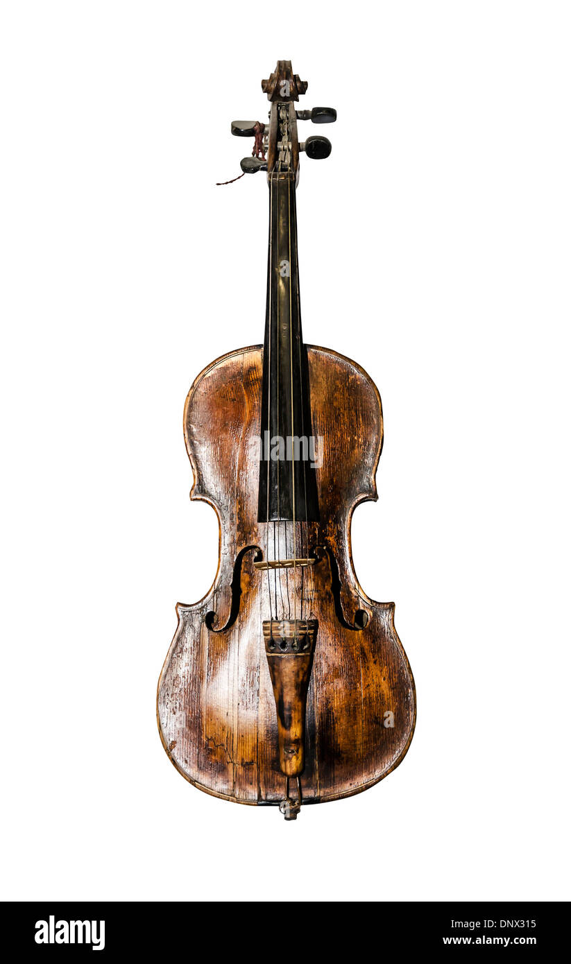 Images de l'ancien violon vintage. Isolé sur fond blanc Banque D'Images
