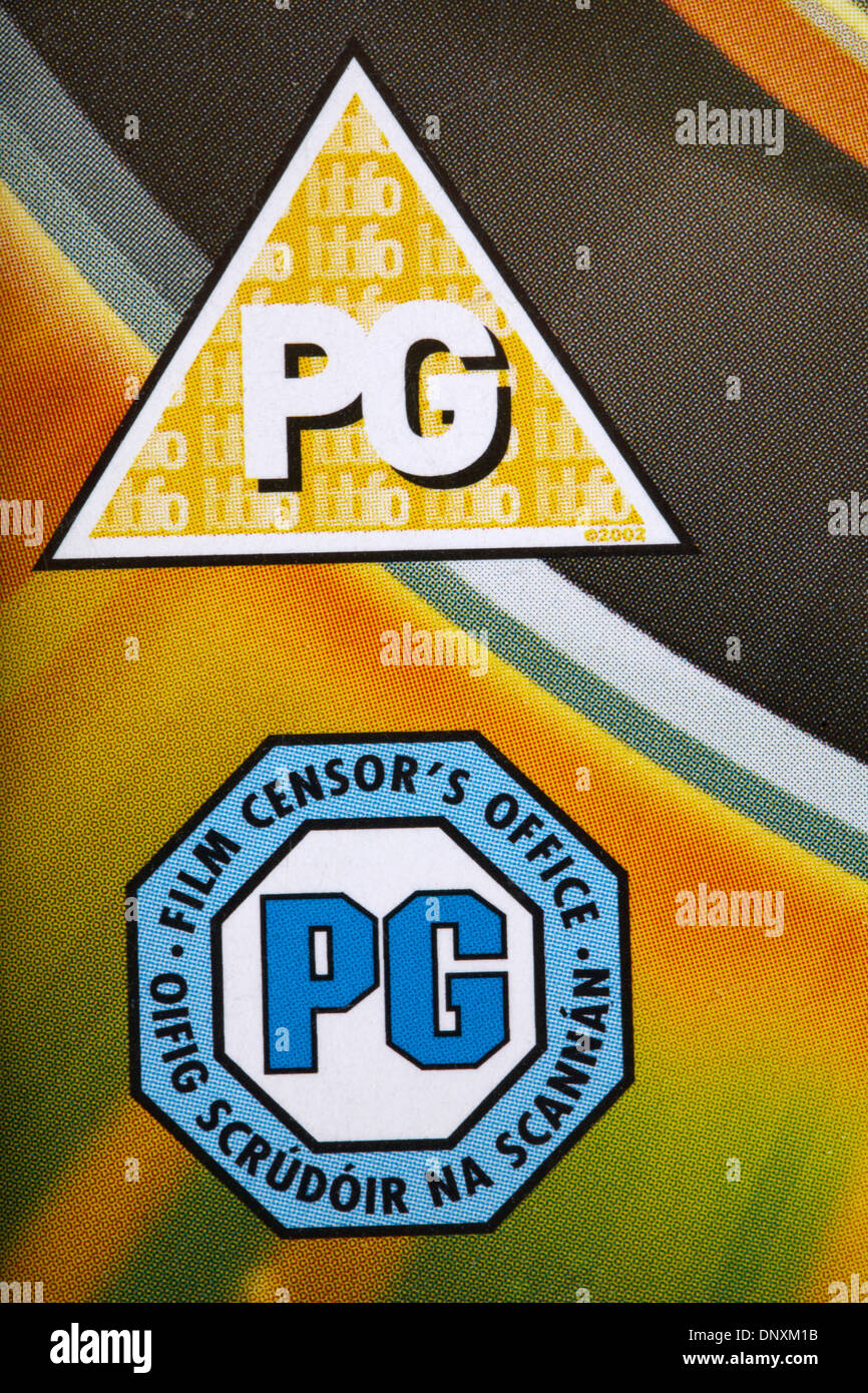 Classification PG sur DVD film censor bureau Banque D'Images