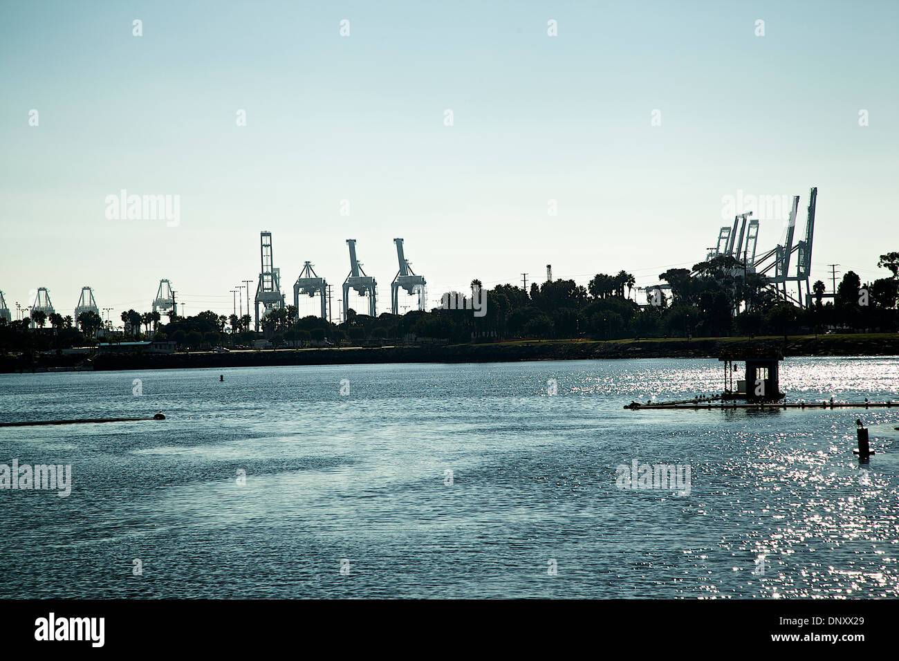 Grue portuaire dans le port de Long Beach, Californie Banque D'Images