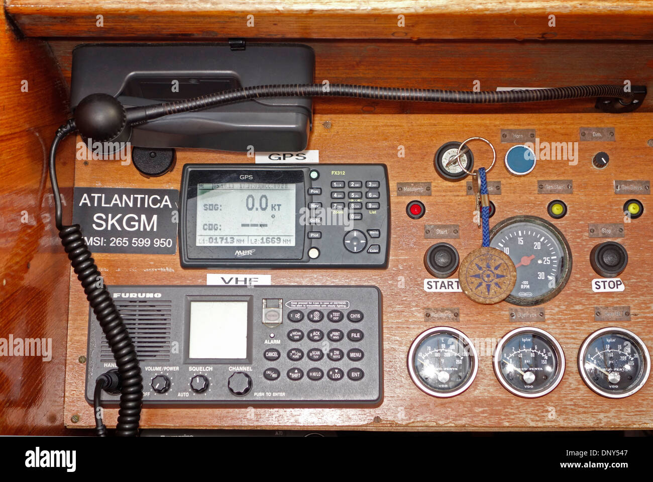 La navigation de tableau de bord Tableau de bord d'un voilier Banque D'Images