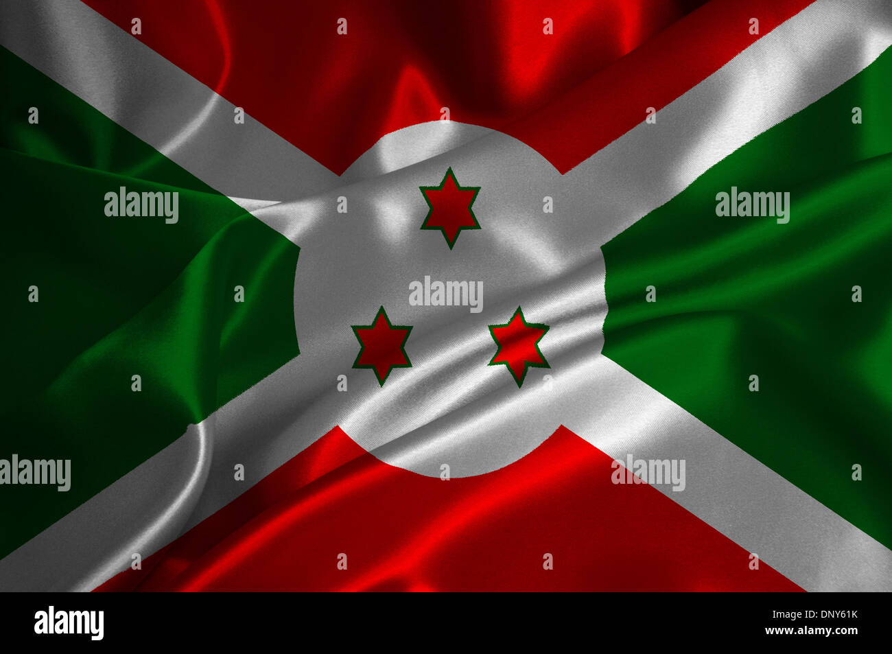 Burundi drapeau sur la finition satinée. Banque D'Images