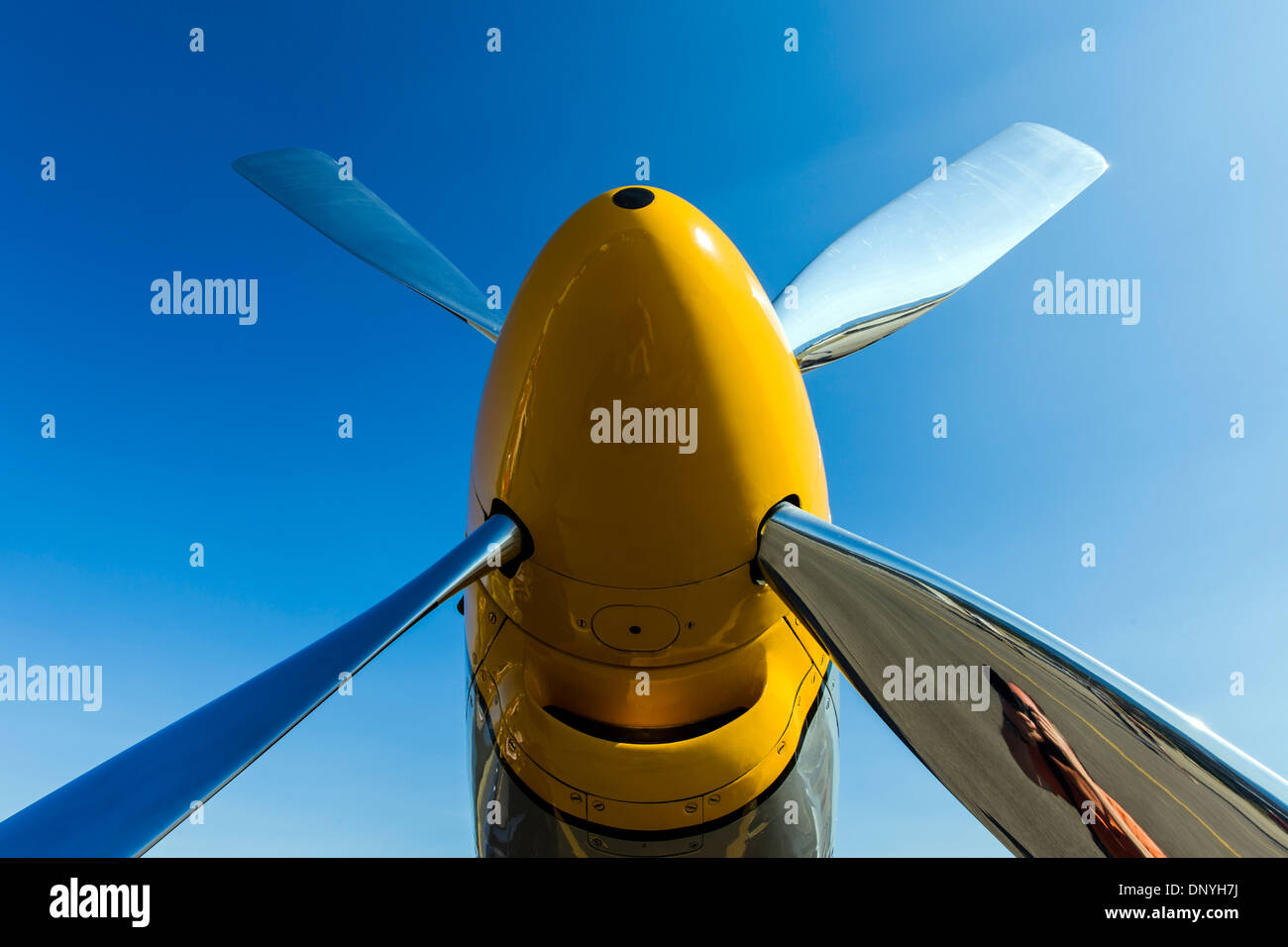 Close-up de l'hélice, North American Aviation P-51 Mustang ; American long-range, chasseur monoplace et le chasseur-bombardier Banque D'Images