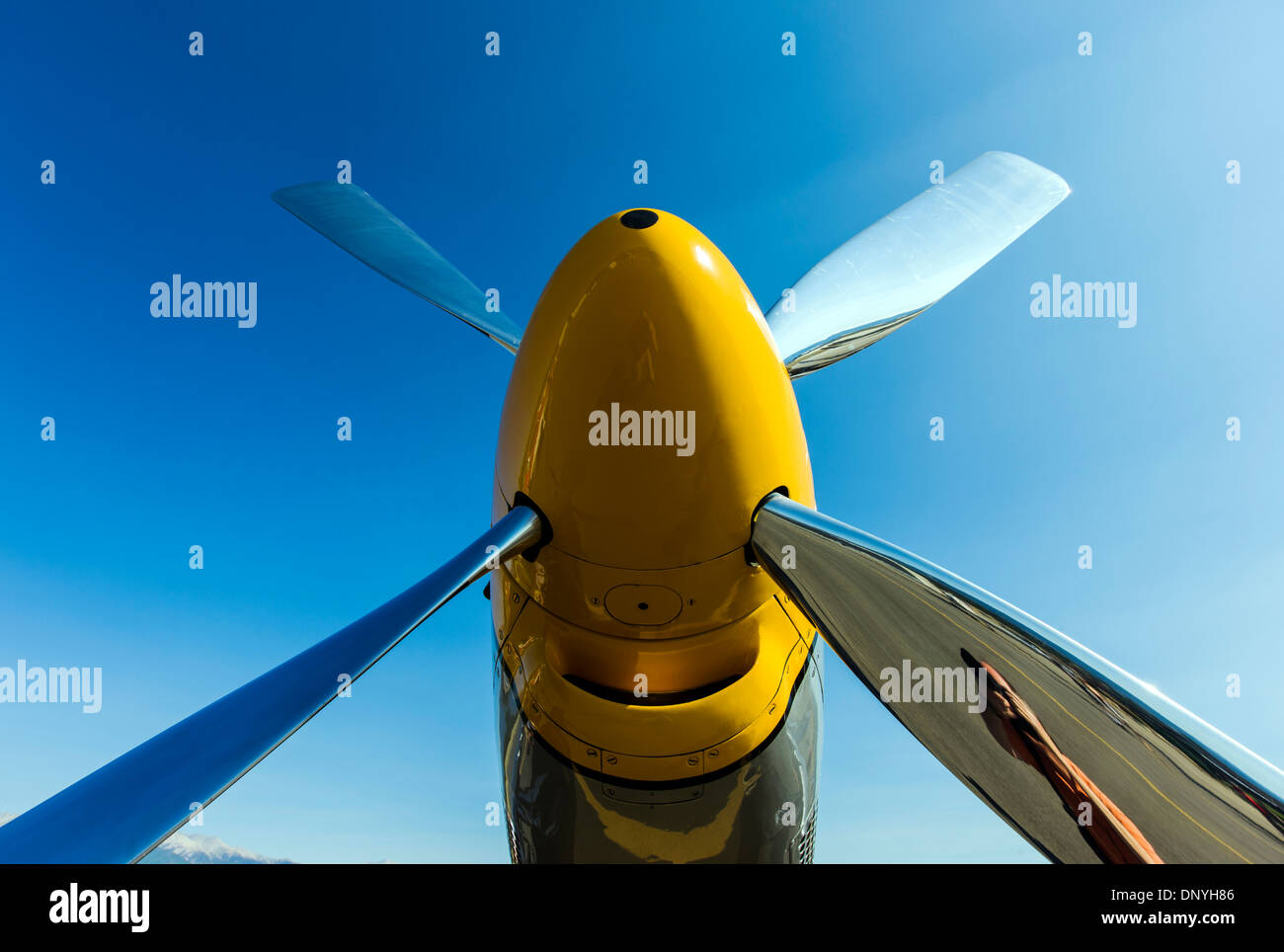 Close-up de l'hélice, North American Aviation P-51 Mustang ; American long-range, chasseur monoplace et le chasseur-bombardier Banque D'Images