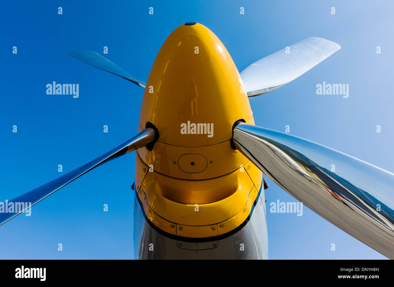 Close-up de l'hélice, North American Aviation P-51 Mustang ; American long-range, chasseur monoplace et le chasseur-bombardier Banque D'Images