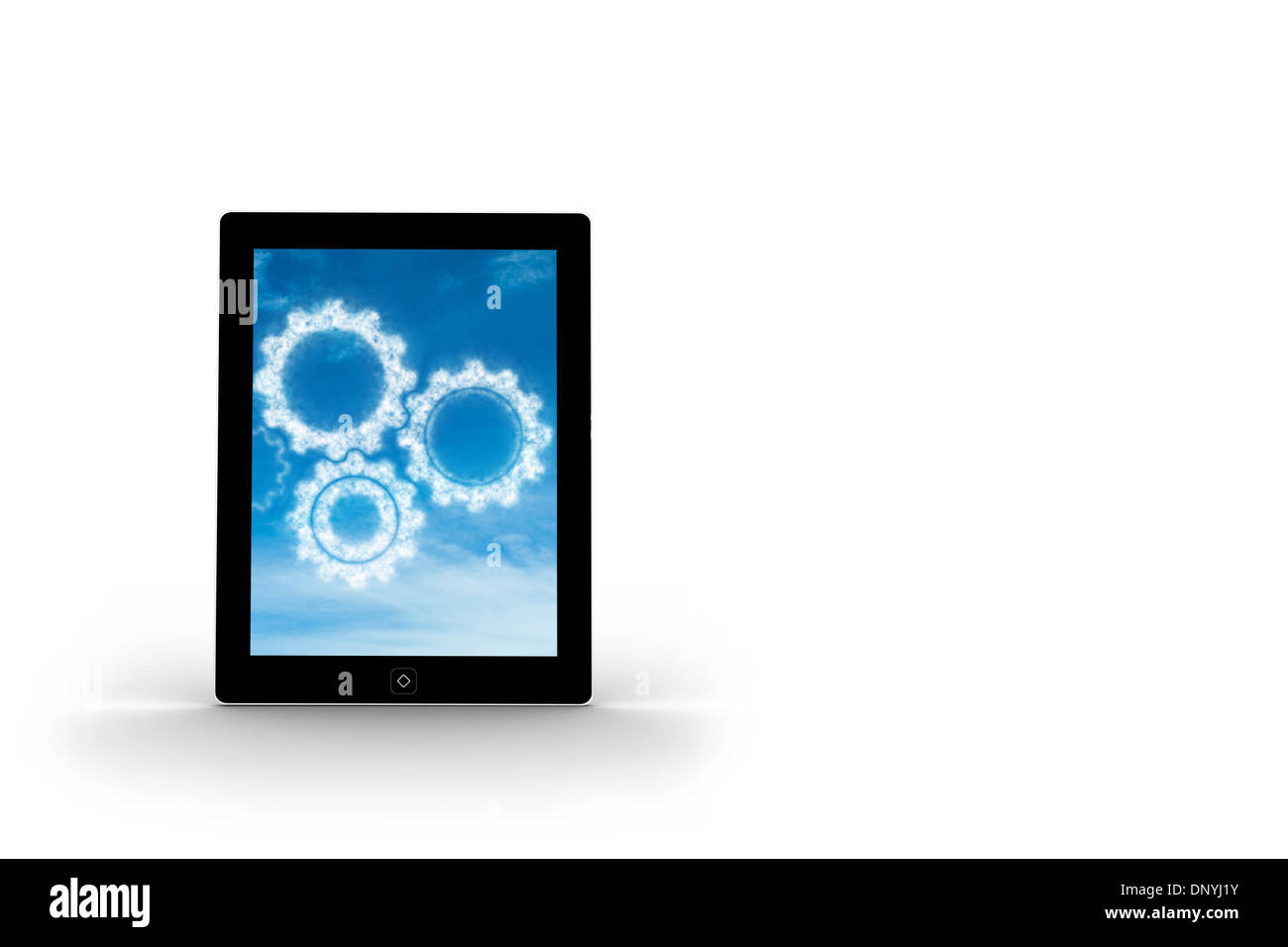 Rouages de nuages sur écran de tablette Banque D'Images