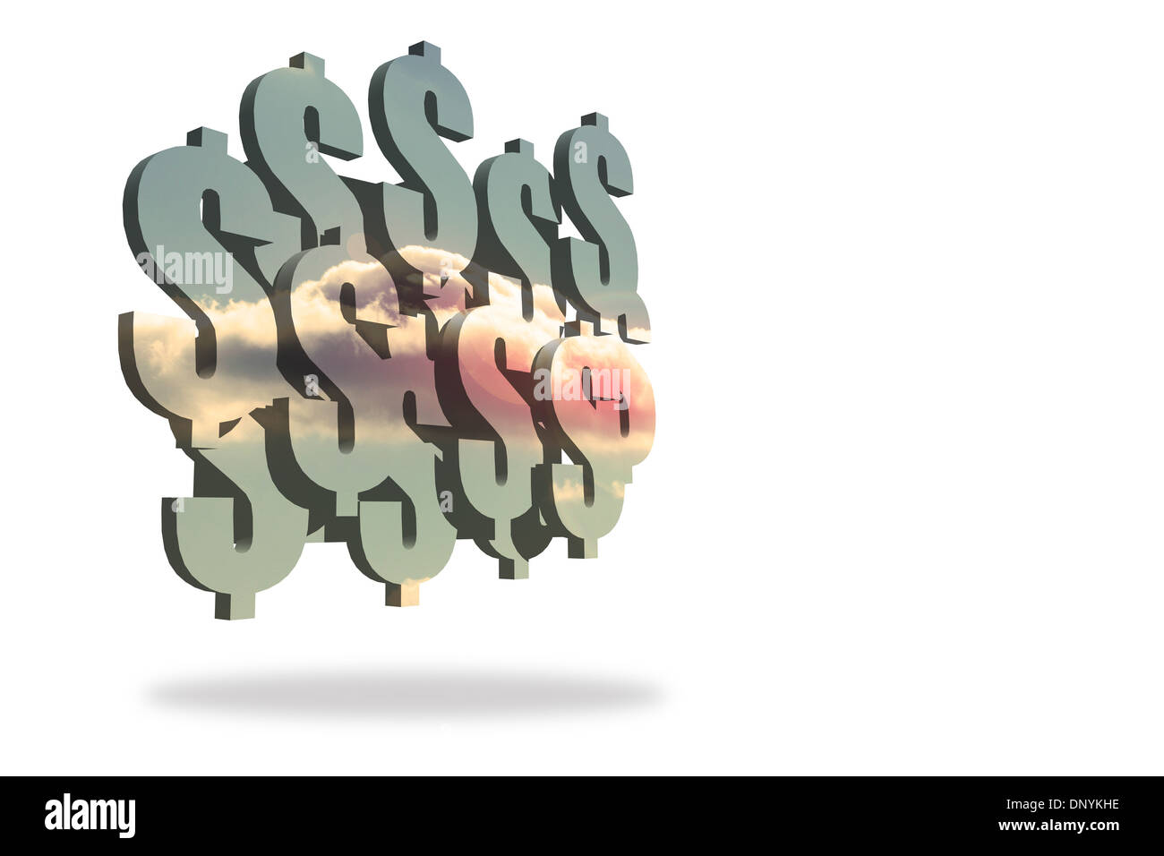 Nuages sur dollars sur écran abstrait Banque D'Images