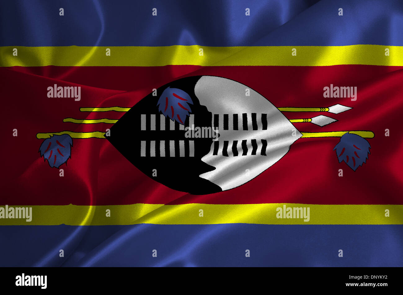 Swaziland drapeau sur la finition satinée. Banque D'Images
