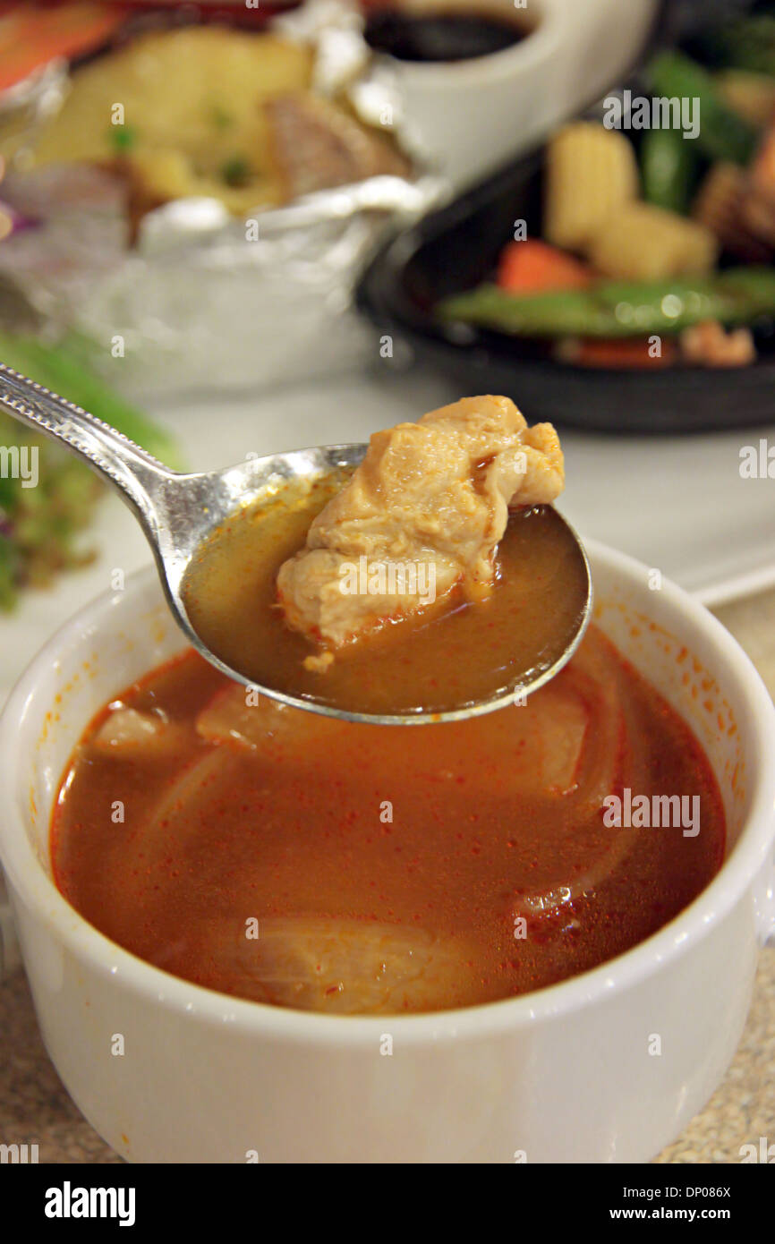 Cuillère à soupe de poulet. Banque D'Images