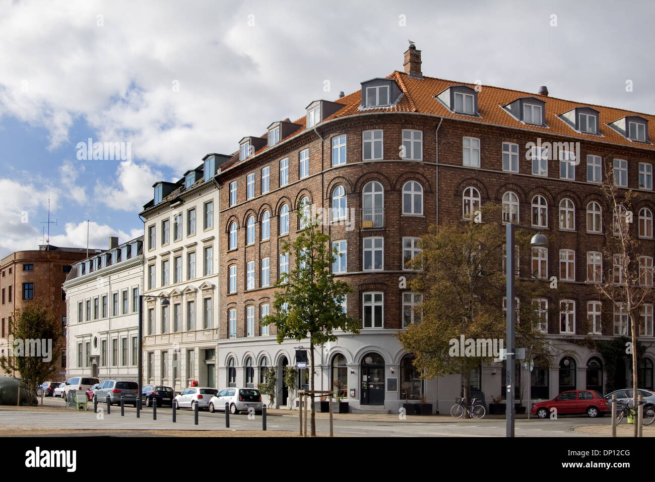 Afficher le long de bâtiments historiques de Havnegade Copenhague, Danemark, de l'Architecture Banque D'Images