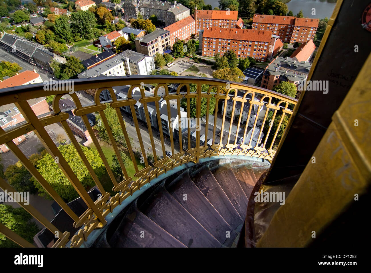 Escaliers sur clocher de l'église, de style baroque néerlandais Vor Frelsers avec Kirke (l'église de Notre Sauveur), Copenhague, Danemark, de l'Architecture Banque D'Images