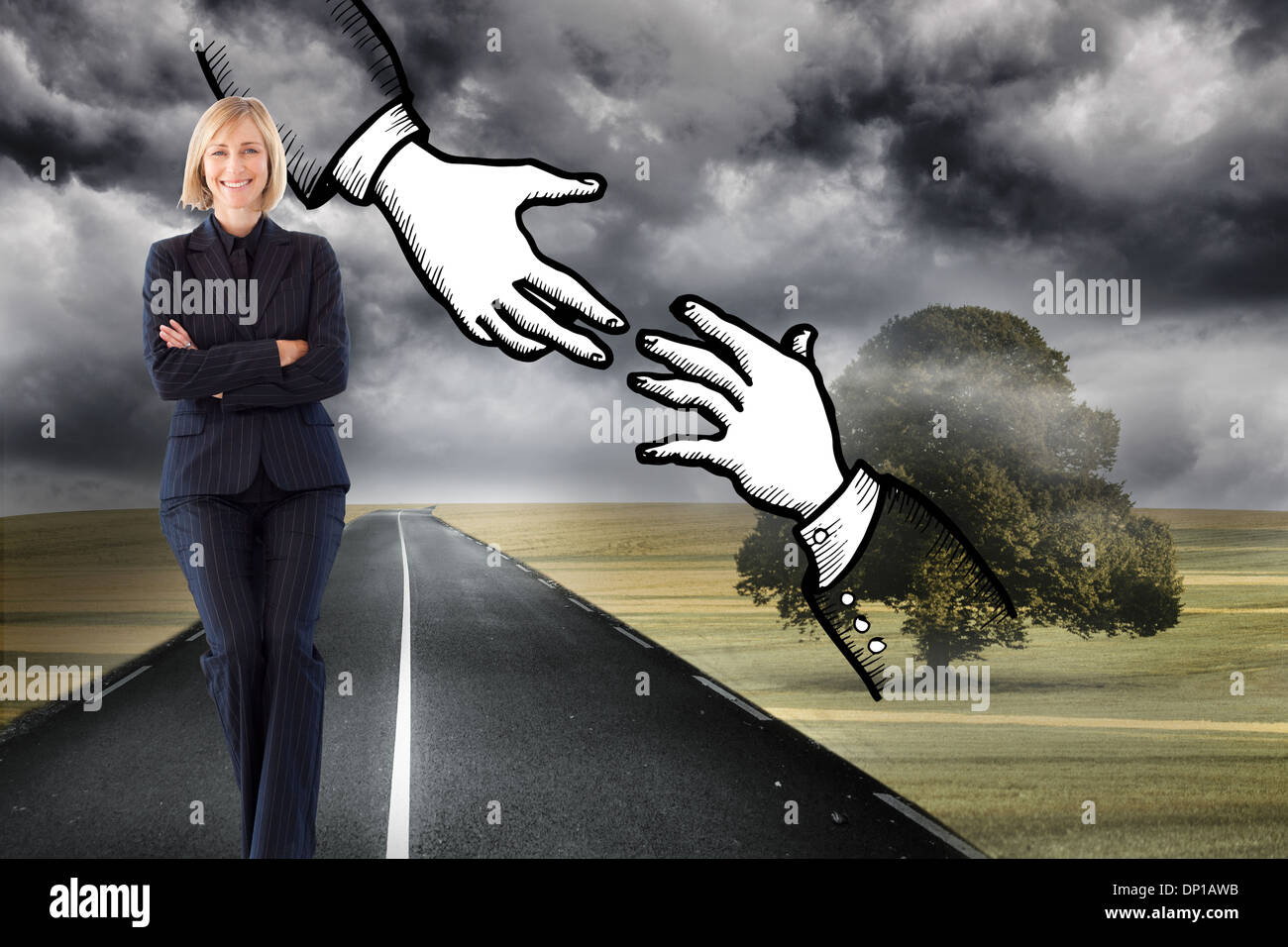 Image composite de friendly businesswoman smiling at the camera in a meeting Banque D'Images