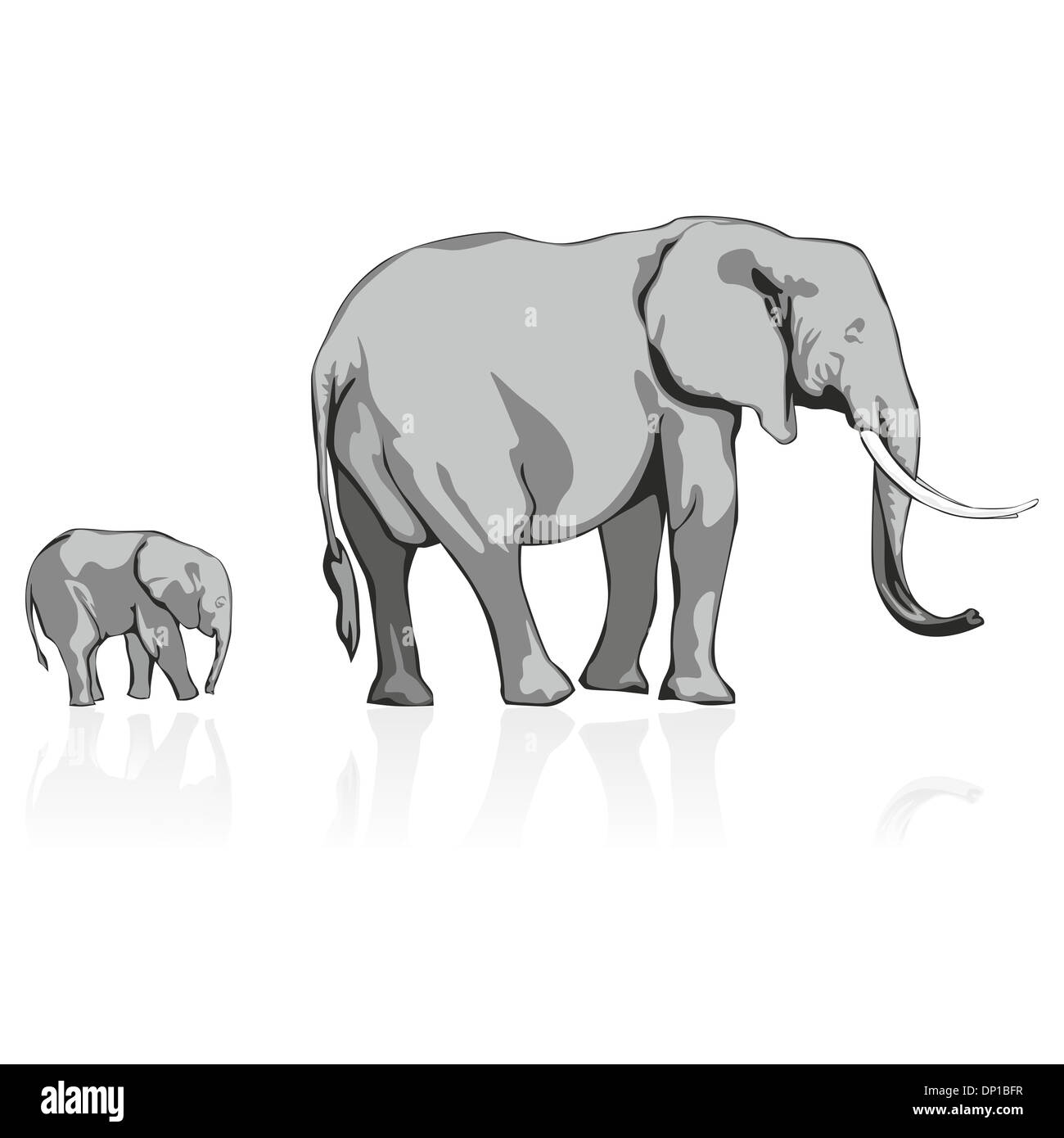 Illustration des éléphants sauvages Banque D'Images