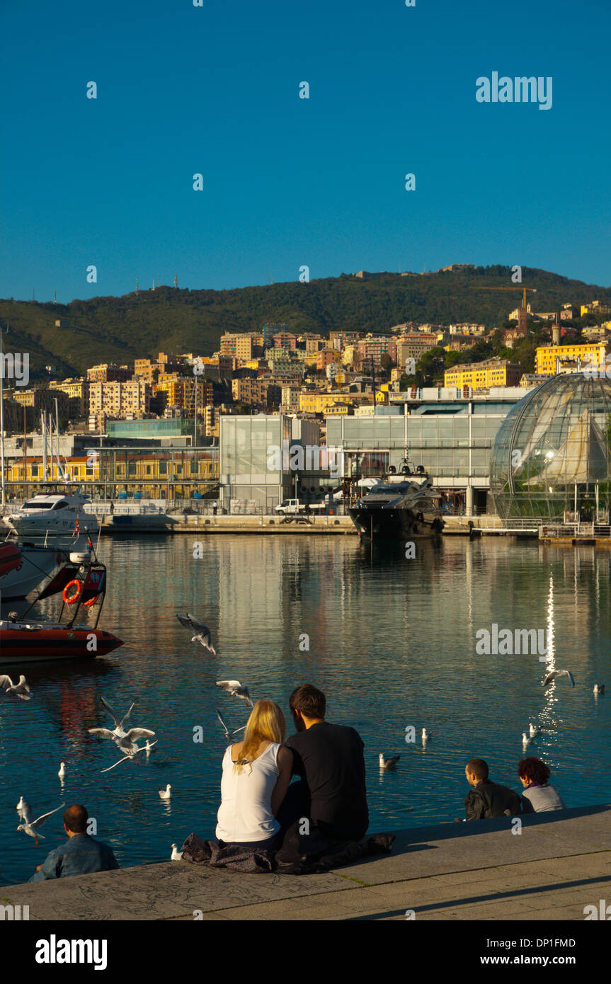 Porto Antico le vieux port Gênes Ligurie Italie Europe Banque D'Images