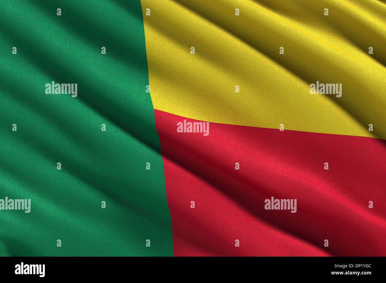 Brandissant le drapeau du Bénin dans le vent Banque D'Images