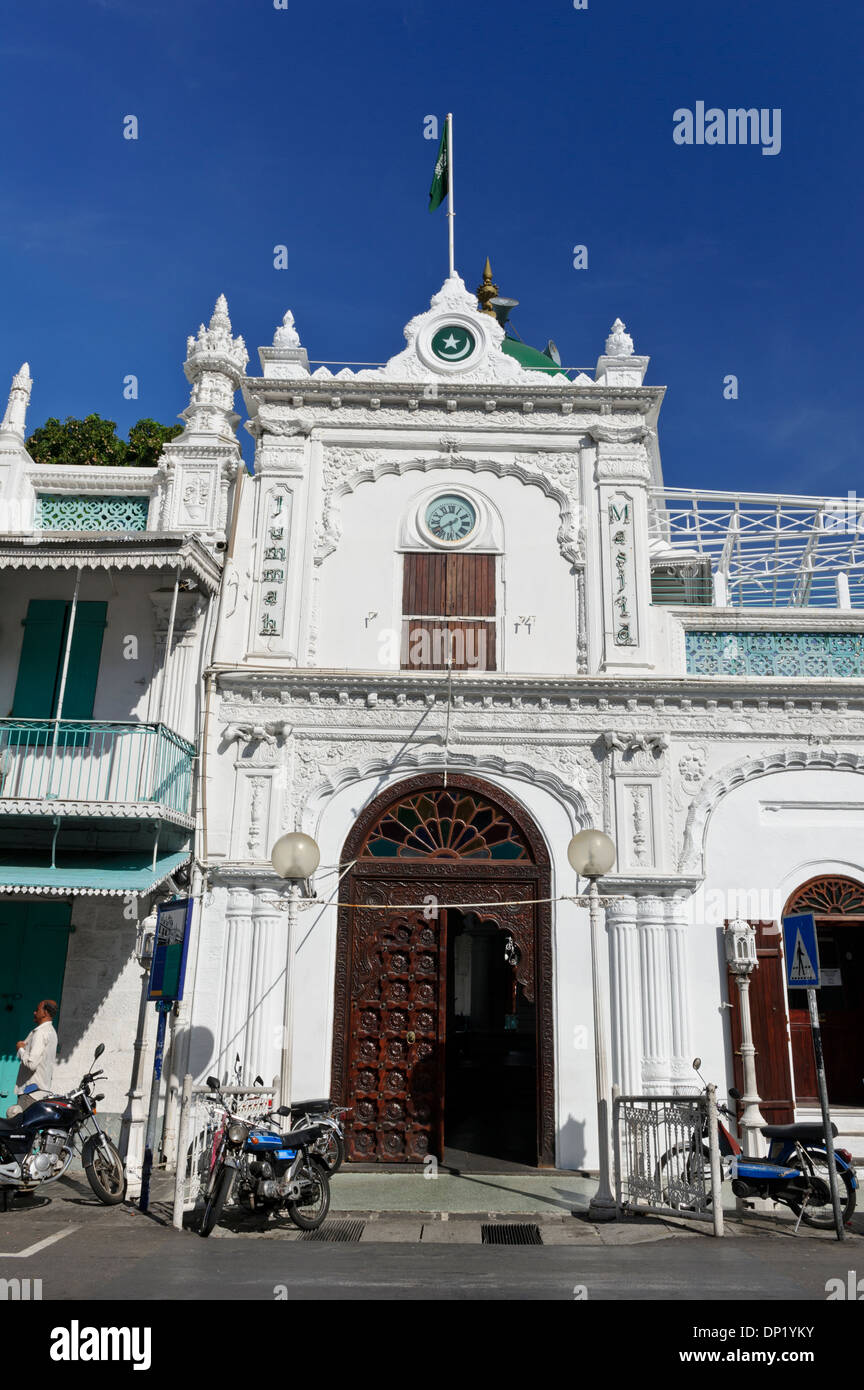 La façade de Jummah Masjid, une mosquée à Port Louis qui date des années 1850, l'île Maurice. Banque D'Images